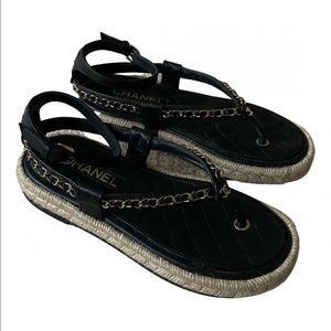 Chanel Lambskin 2021 Chain Of The Sun Sandals - Black SOLD OUT EVERYWHERE